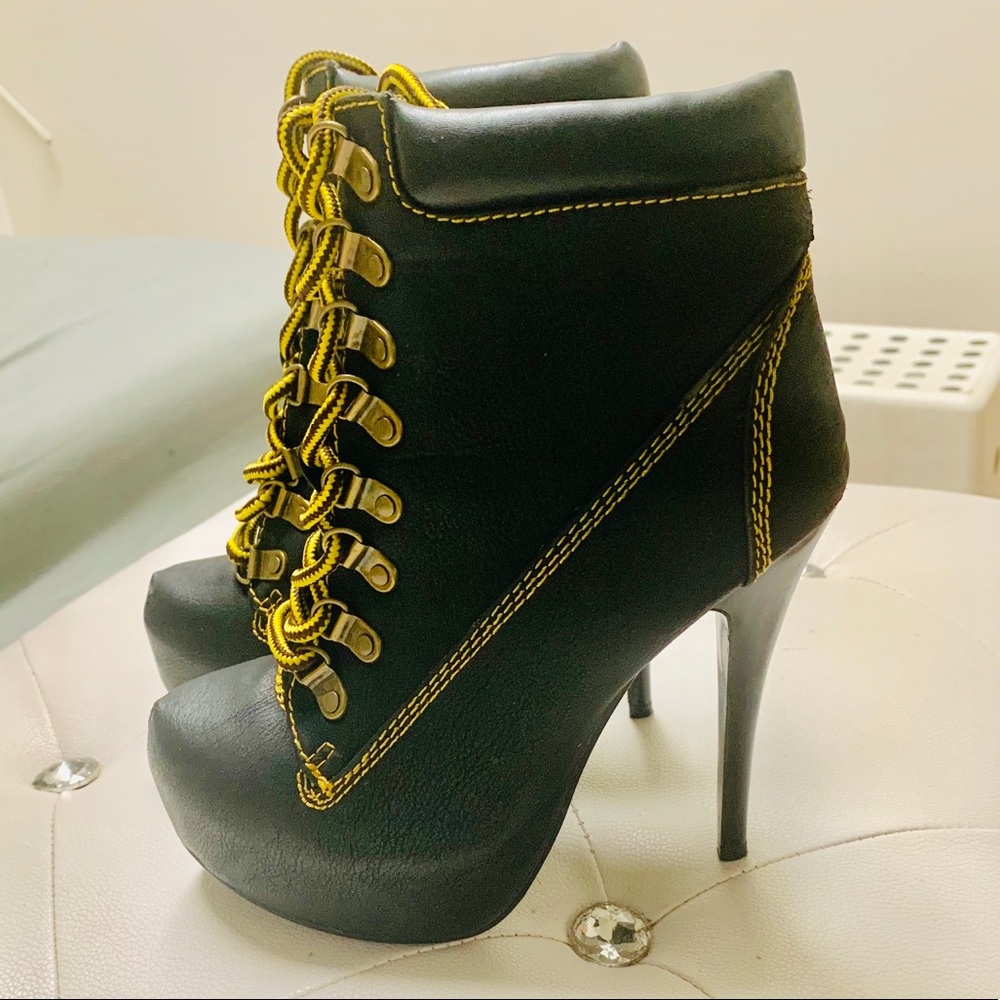 High platform booties heel